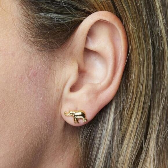 Foxy Originals - Adorable Dainty Elephant Earrings 14k gold plated - Picture 3 of 7